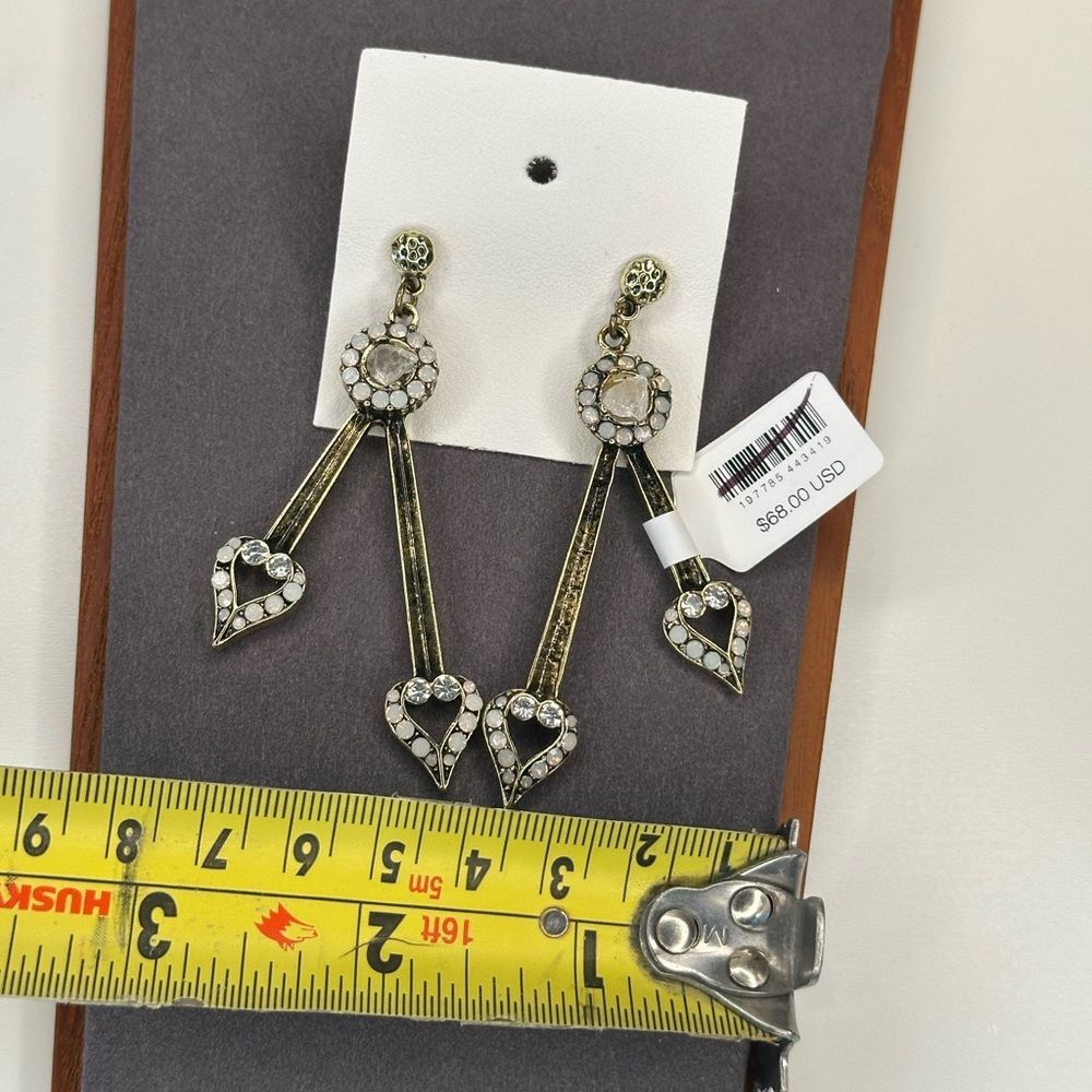 NWT Free People | Ariana Ost Paula Dangles Earrings, New With Tags Brass Hearts - Picture 6 of 6